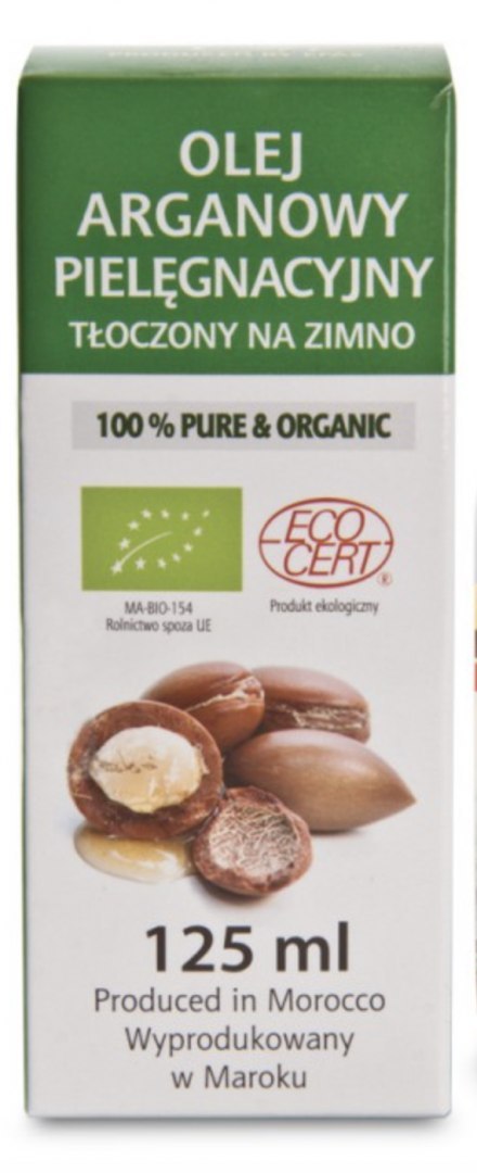 Olej arganowy bio z ecocert - butelka szklana 125 ml Olej arganowy bio z ecocert - butelka szklana 125 ml