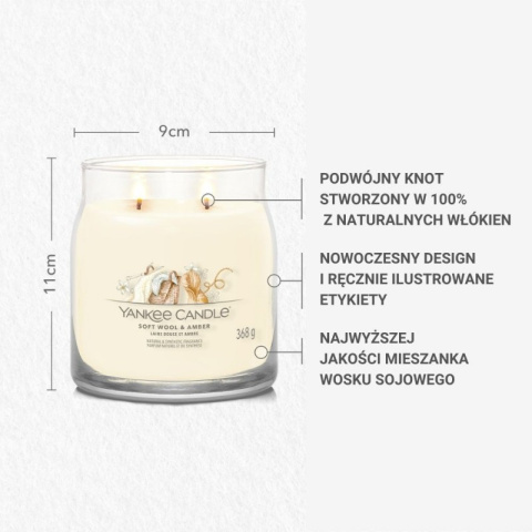 SOFT WOOL & AMBER świeca średnia Signature SOFT WOOL & AMBER świeca średnia Signature