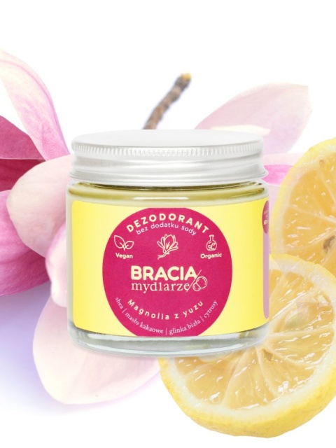 Dezodorant w kremie Magnolia z yuzu 60 ml – Bracia Mydlarze, magnoli i yuzu w tl;e Dezodorant w kremie Magnolia z yuzu 60 ml – Bracia Mydlarze, magnoli i yuzu w tl;e