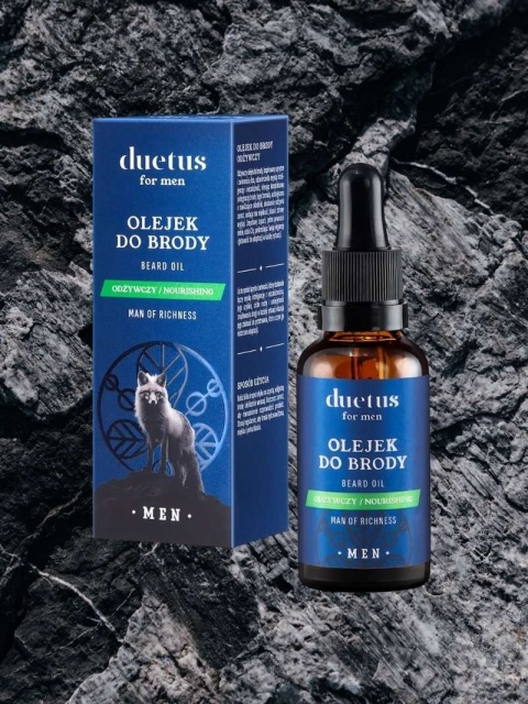 Olejek do brody odzywczy 30 ml – Duetus for Men, w tle skały