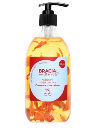 Aksamitny olejek do ciała Czereśnia z kaszmirem XXL 500 ml – Bracia Mydlarze
