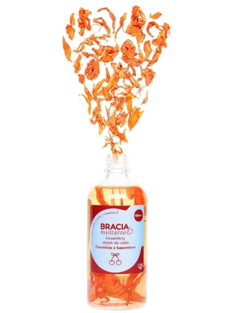 Aksamitny olejek do ciała Czereśnia z kaszmirem 100 ml – Bracia Mydlarze, prezentacja produktu
