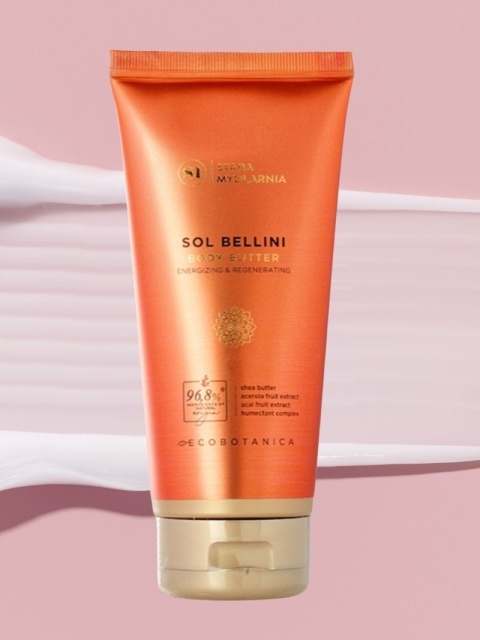 Masło do ciała Sol Bellini 170 ml – Stara Mydlarnia, w tle prezentacja awartości
