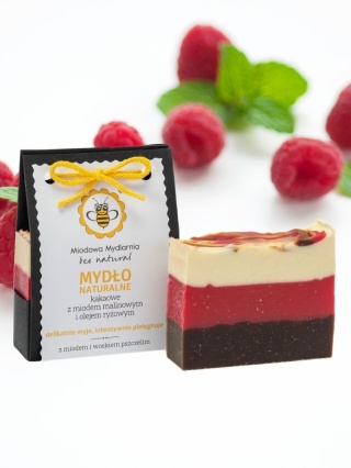 Mydło naturalne Kakaowe z miodem malinowym i olejem ryżowym 90 g – Miodowa Mydlrnia