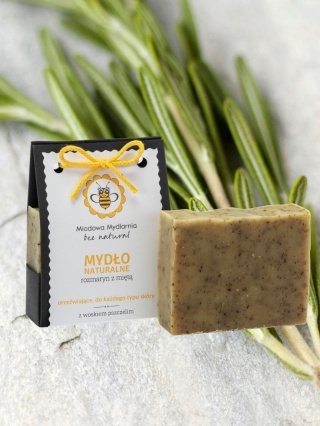 Mydło naturalne Rozmaryn z miętą 90 g – Miodowa Mydlrnia