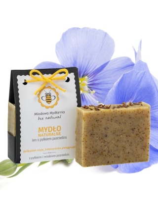 Mydło naturalne Len z pyłkiem pszczelim 95 g – Miodowa Mydlrnia