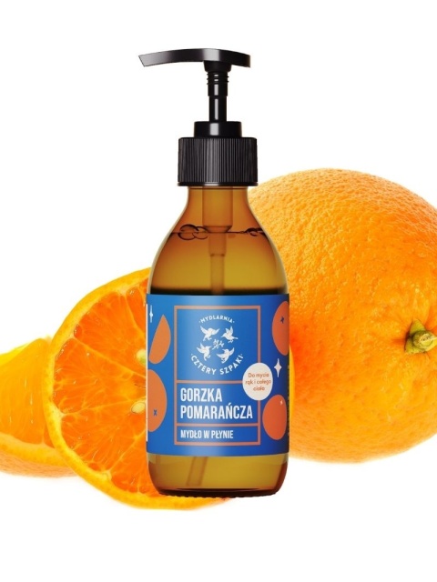 Mydło w płynie Gorzka Pomarańcza 300 ml – 4szpaki, na tle pomarańczy