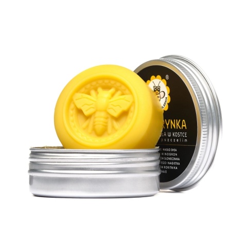 Balsam do ciała w kostce Mandarynka 40 g – Miodowa Mydlarnia, produkt i opakowanie