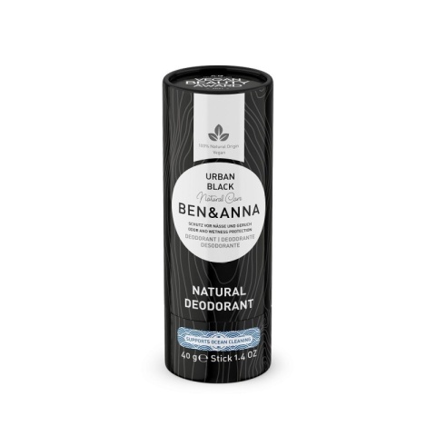 Naturalny dezodorant na bazie sody Urban Black, sztyft kartonowy 40 g – Ben&Anna