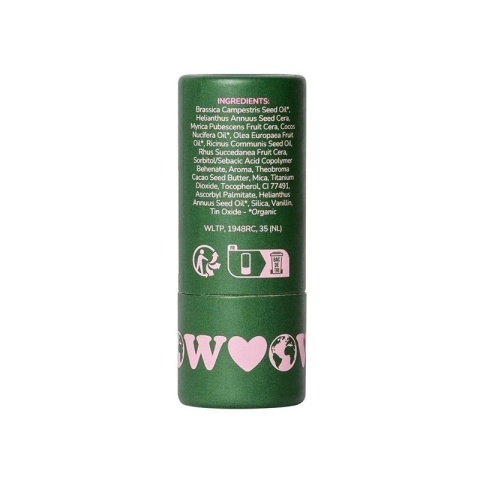 Naturalny, wegański balsam do ust Lush Raspberry (Velvet Shine) intensywny blask 4,9 g – We Love The Planet, zdjęcie składu