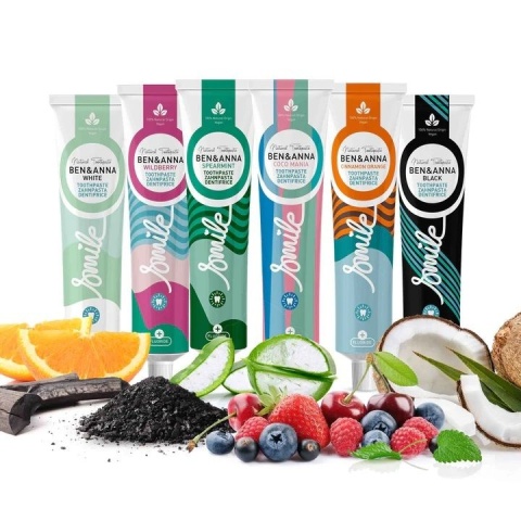 Pasta do zębów Black z fluorem, w tubce, aktywny węgiel 75 ml – Ben&Anna, prezentacja wszystkich past do zębów