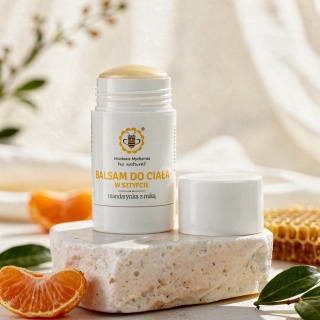 Balsam do ciała w sztyfcie Mandarynka z miką 55 g – Miodowa Mydlarnia
