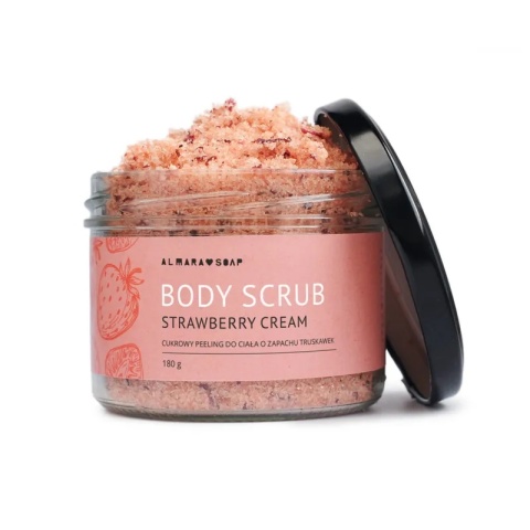 Cukrowo-solny scrub do ciała Strawberry Cream 180 g – Almara Soap, produkt
