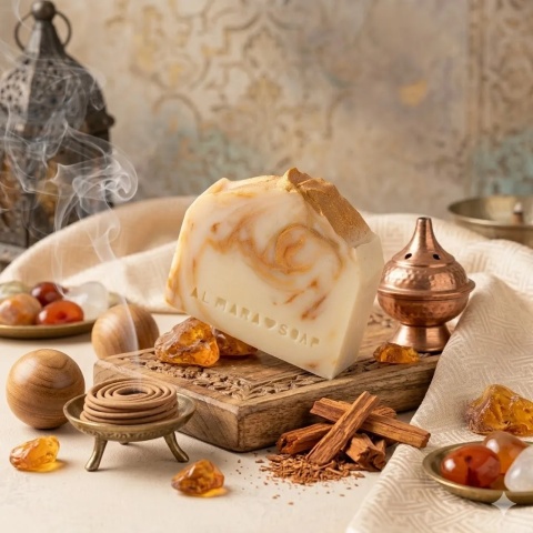 Designerskie ręcznie robione mydło o orientalnym zapachu drzewa sandałowego i paczuli Sandalwood & Patchouli 100 g –prezentacja