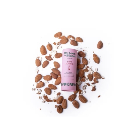 Dezodorant w sztyfcie SOFT ALMOND (SO SENSITIVE), certyfikowany, bez aluminium 40 g – na tle migdałó∑
