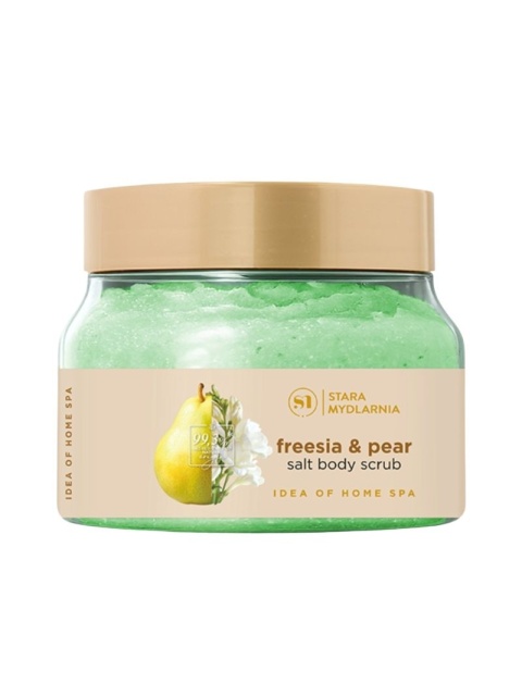 Home SPA Peeling solny do ciała Freesia & Pear 360 g – Stara Mydlarnia, produkt