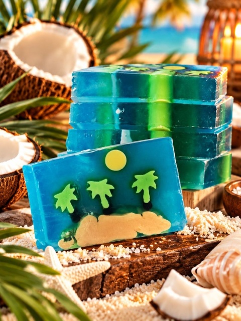 Mydło Desert Island Soap 100 g – Idunn Naturals, aranzacja tropikalna wyspa