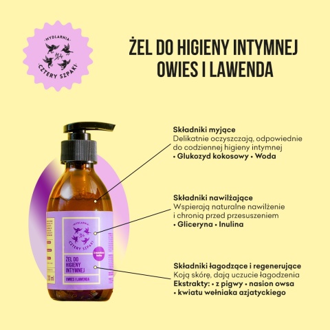 Żel do higieny intymnej - Owies i lawenda 200 ml, zalety