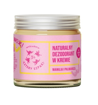 Naturalny dezodorant w kremie Wanilia i Palmaroza bez dodatku sody 60 ml – 4szpaki