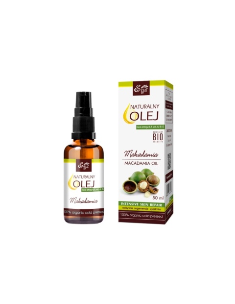 Naturalny olej Makadamia BIO /Macadami Seed Oil/ 50 ml – Etja, produkt i kartonik