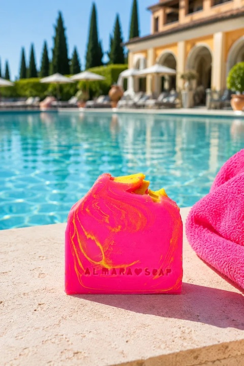 Ręcznie robione mydło o zapachu owocowych gum do żucia Pink Paradise 100 g – Almara Soap