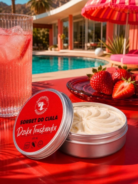 Sorbet do ciała Dzika Truskawka 150 ml – Manufaktura Bursztynnika, aranżacja